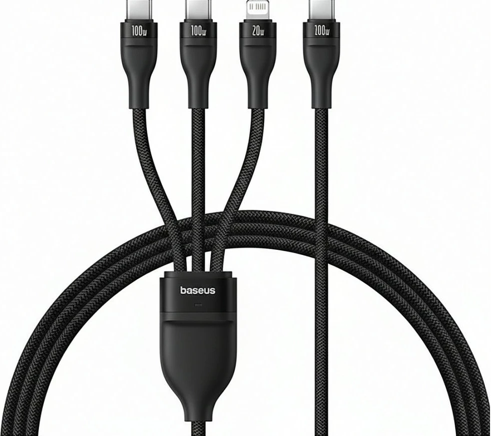 Kabllo karikimi Baseus Rapid Series 3-në-1 USB-A, 100W, 1.5 m, e zezë
