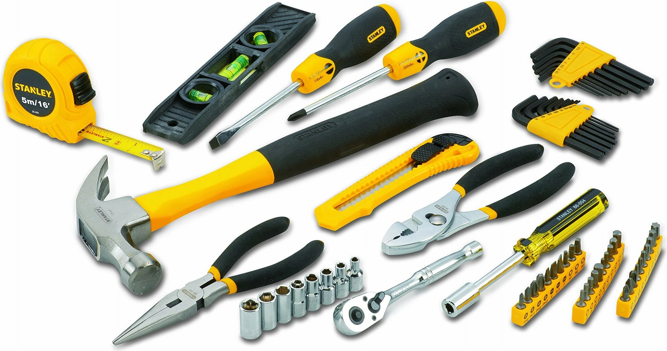 Set veglash Stanley STMT0-94248, me valixhe plastike, e verdhë, 65 copë