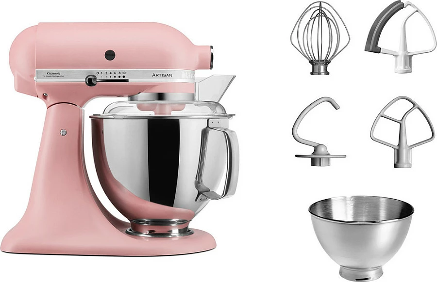Mikser stacionar KitchenAid Artisan 5KSM175PSEDR, tas 4.8 L, 300 W, 10 shpejtësi, rozë
