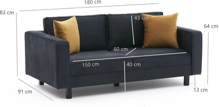 Divan dy-vendësh Atelier del Sofa, kadife Kale, antracit