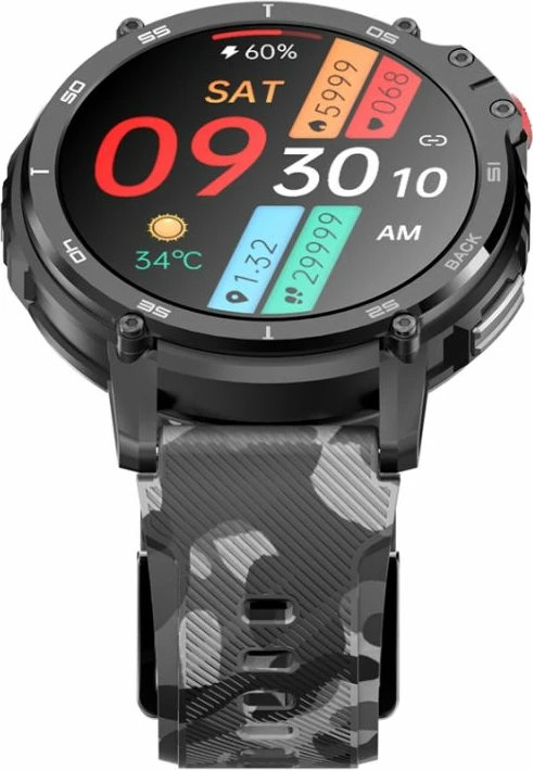 Smartwatch për meshkuj Rubicon, e zezë/camo