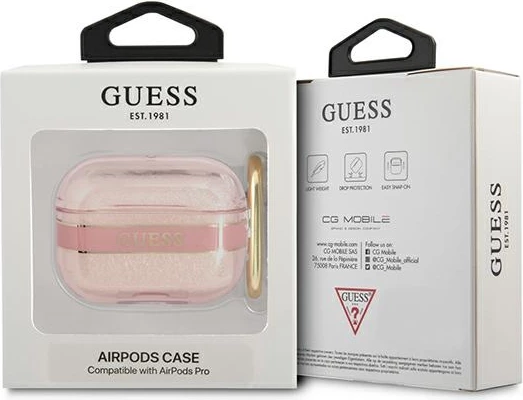 Mbështjellës Guess GUAPHHTSP për AirPods Pro, Strap Collection, rozë