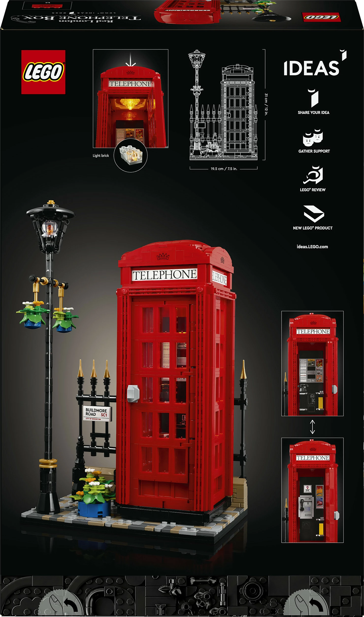 Set ndërtimi LEGO Ideas 21347, Kuti telefonike e kuqe londineze, 1460 pjesë, Multikolor