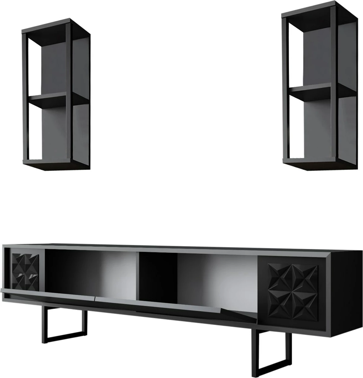Komodë TV Hanah Home, vijë e zezë, antracit, e zezë