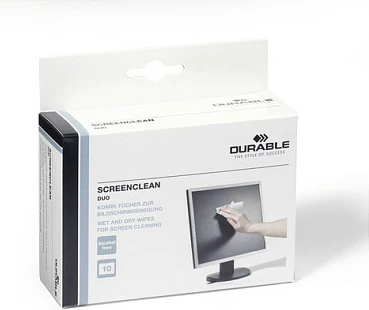 Set pecetash pastruese Durable Screenclean Duo, kuti, e bardhë