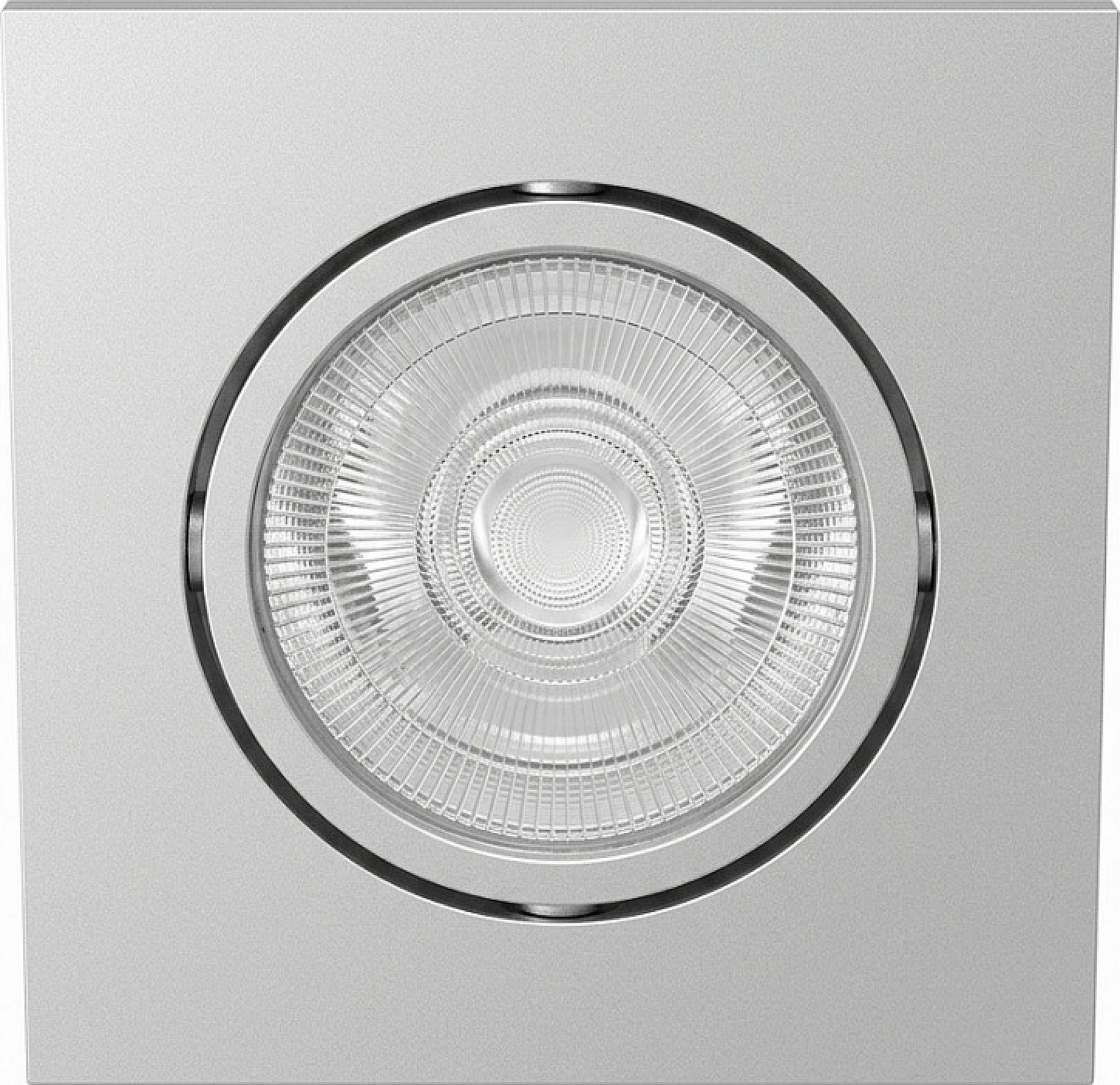 Spot LED i integrum në tavan Synergy21 Helios, katror, i rrotullueshëm, dritë neutral e bardhë, argjend
