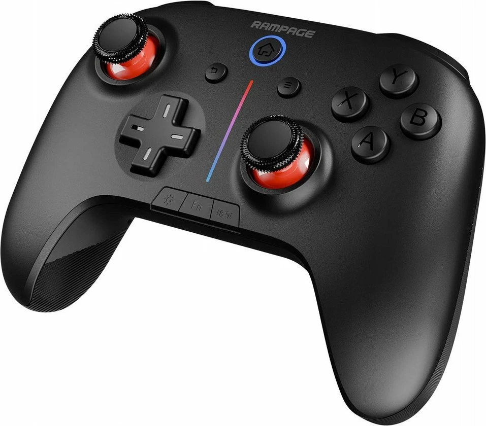 Gamepad Rampage Hydra HYDRA-BLACK me RGB, wireless/USB (Bluetooth/2.4GHz), 21 butona, për PC/Switch/telefon, i zi