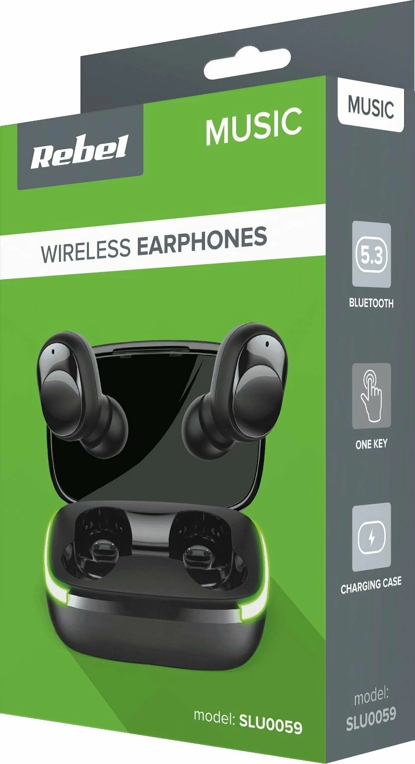 Kufje Rebel Tools TWS-Y60 (SLU0059), Bluetooth 5.3, in-ear, me mikrofon, me kuti karikimi, të zeza