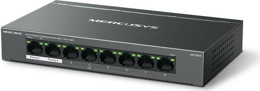 Switch Mercusys MS108GP, 8 porta, PoE, i zi