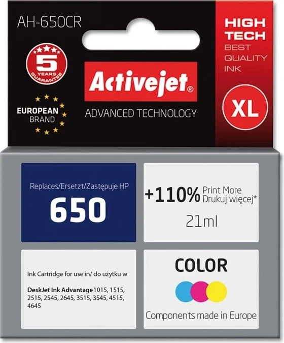 Ngjyrë zëvendësuese Activejet AH-650CR për printer HP, 21ml