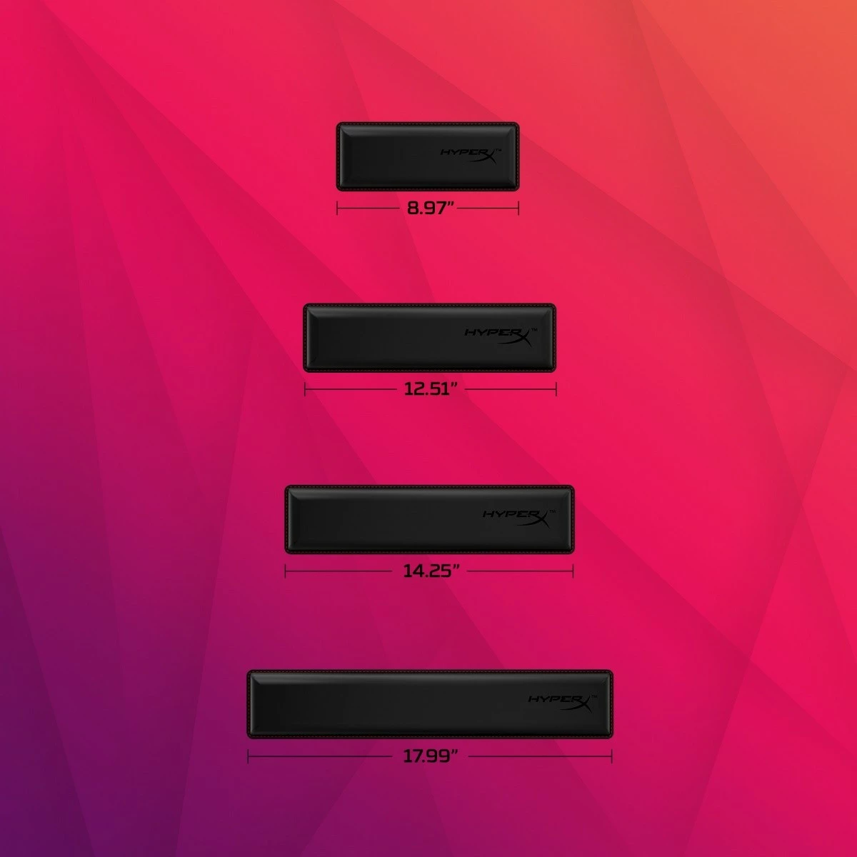 Mbështetëse kyçi për tastierë full-size HyperX 4P5M9AA, memory foam + cooling gel, 45.7 x 8.8 x 2.2 cm, e zezë