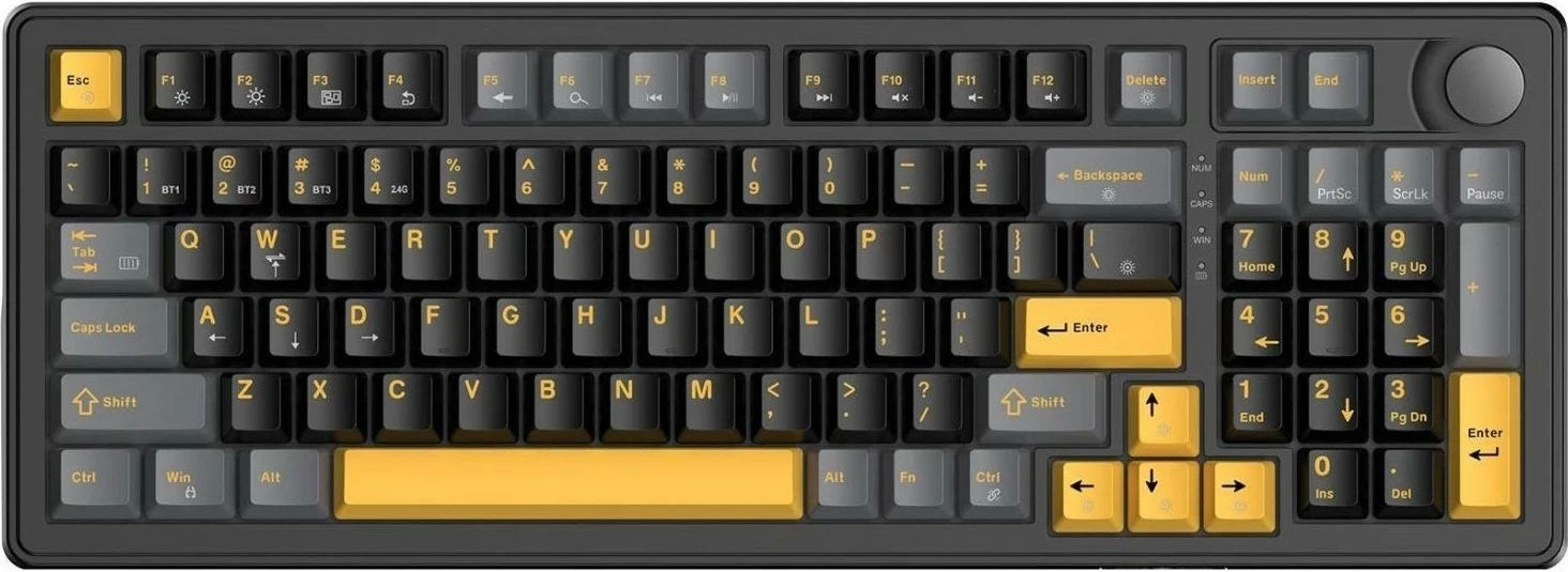 Tastierë gaming White Shark Excalibur, mekanike 98%, RGB, Hot-Swap KTT Wine Red, wireless/USB-C, black-grey