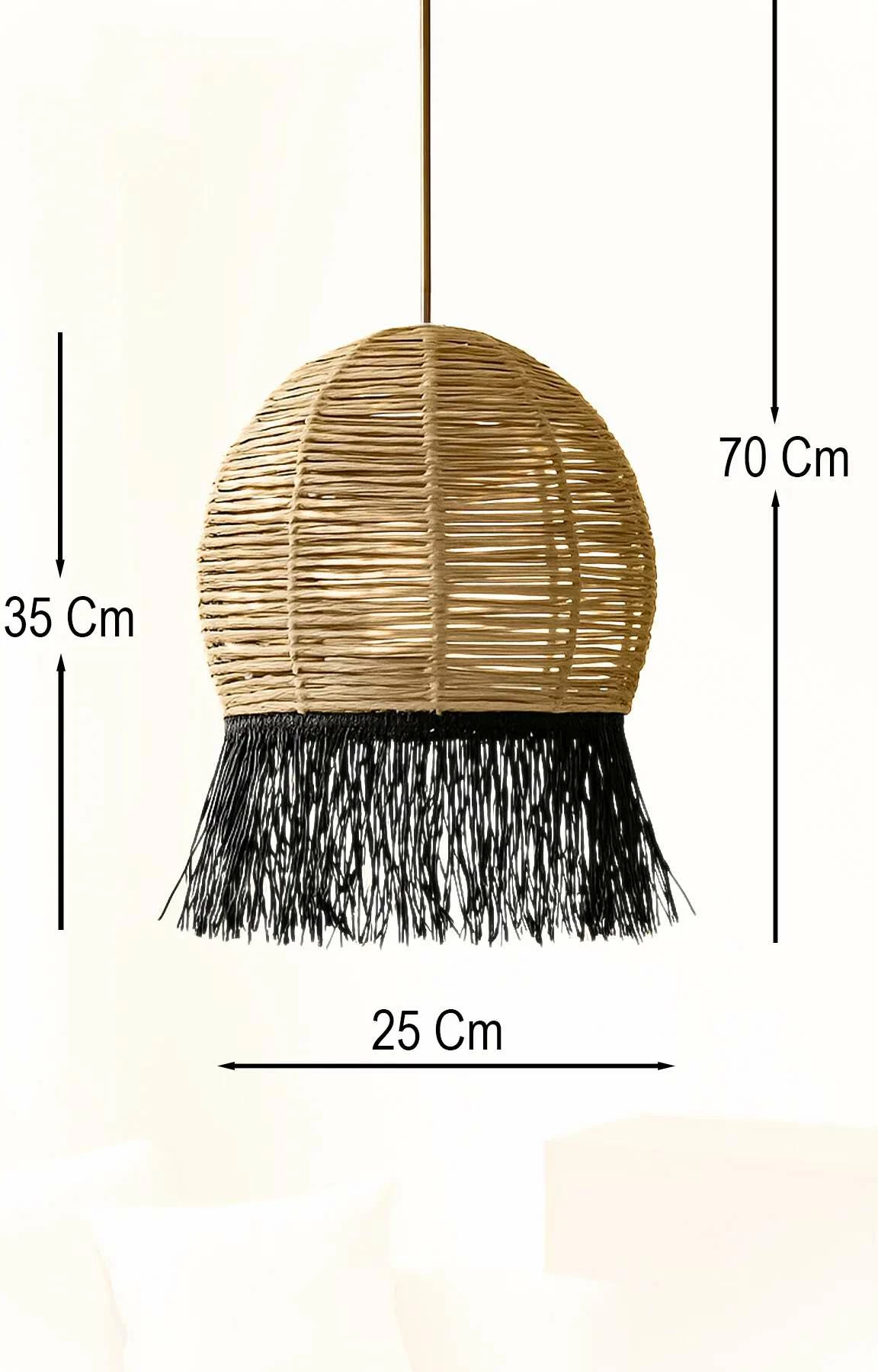 Llambë tavani Opviq, macrame, bezhë dhe e zezë, Javari