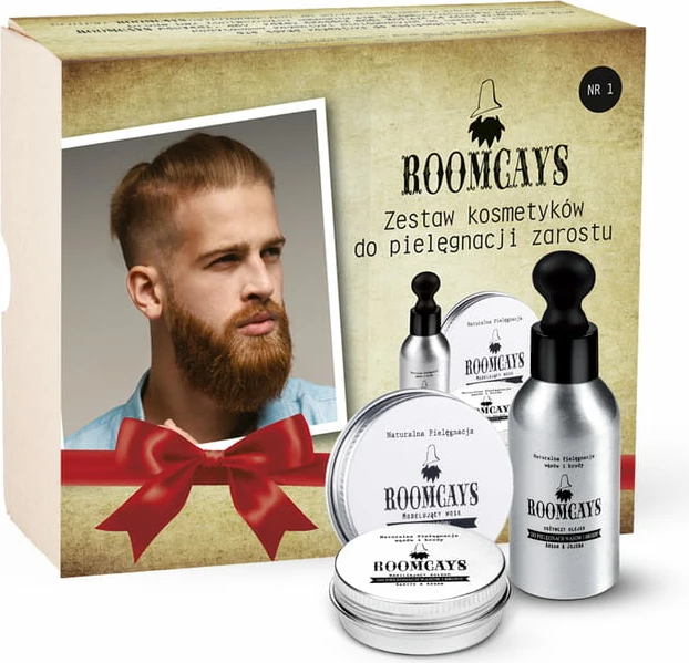 Set kozmetike për mjekër dhe mustaqe ROOMCAYS Set #1 për meshkuj 3 copë (50ml+30ml+30ml)