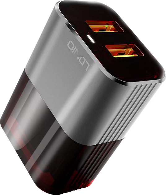 Adapter karikimi LDNIO A2206 220V 2x USB 2.4A + kabllo Lightning, e zezë/gri, set