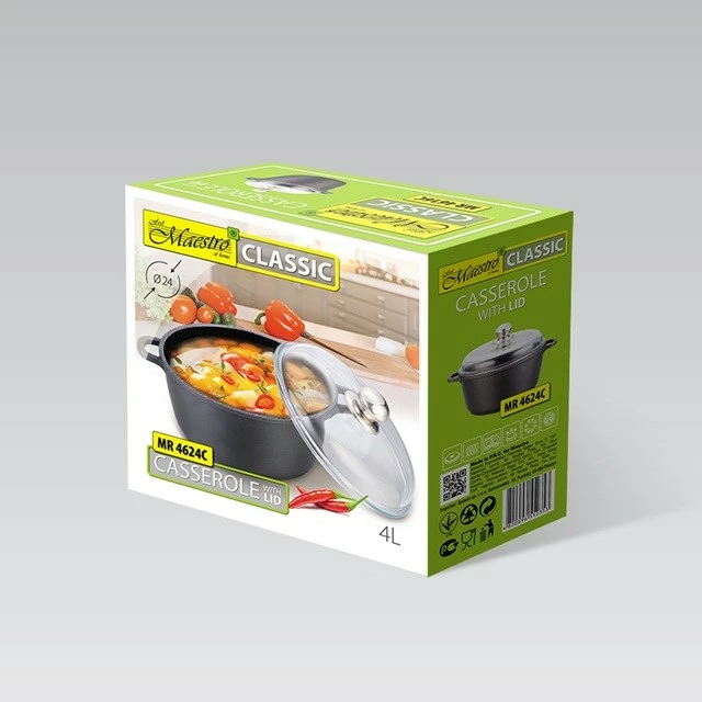Tenxhere Maestro MR-4624C me kapak, 24 cm, 4 l, e zezë