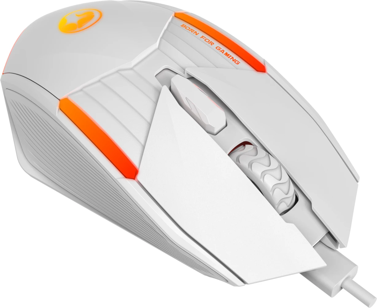 Maus gaming Marvo M291, me kabllo USB, 6400 DPI, RGB, 6 butona, e bardhë