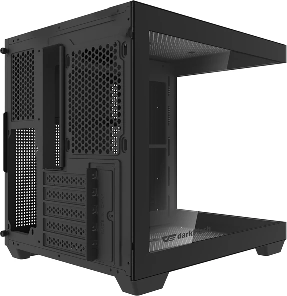 Kasë Darkflash C275P mini tower M-ATX/ITX, pamje 270° xham i temperuar, pa ventilatorë, e zezë