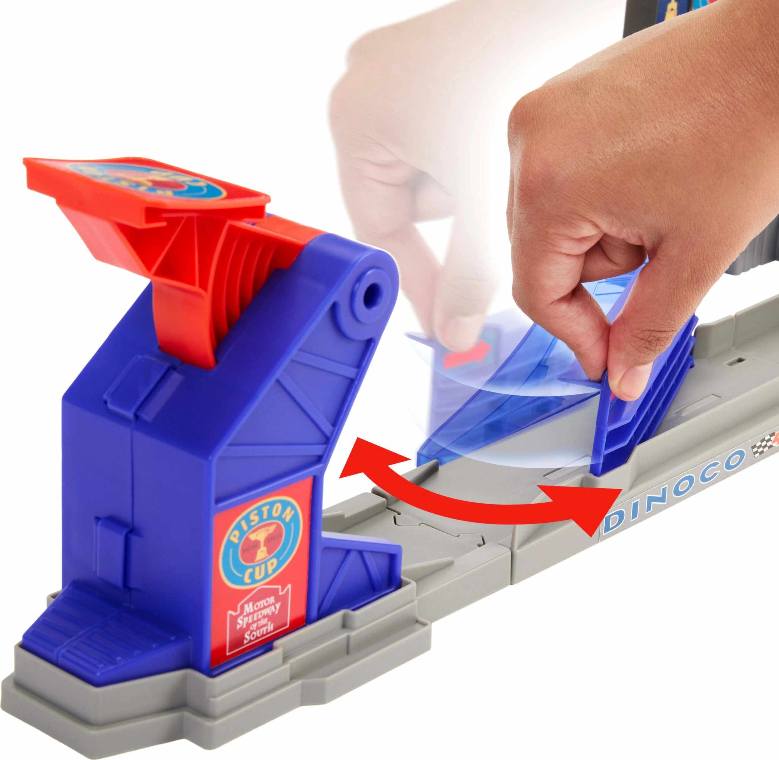 Set pistë garash/stunt Cars Mattel Golden Turbo JHL42, me veturë Zygzak McQueen, 93 cm, multikolor