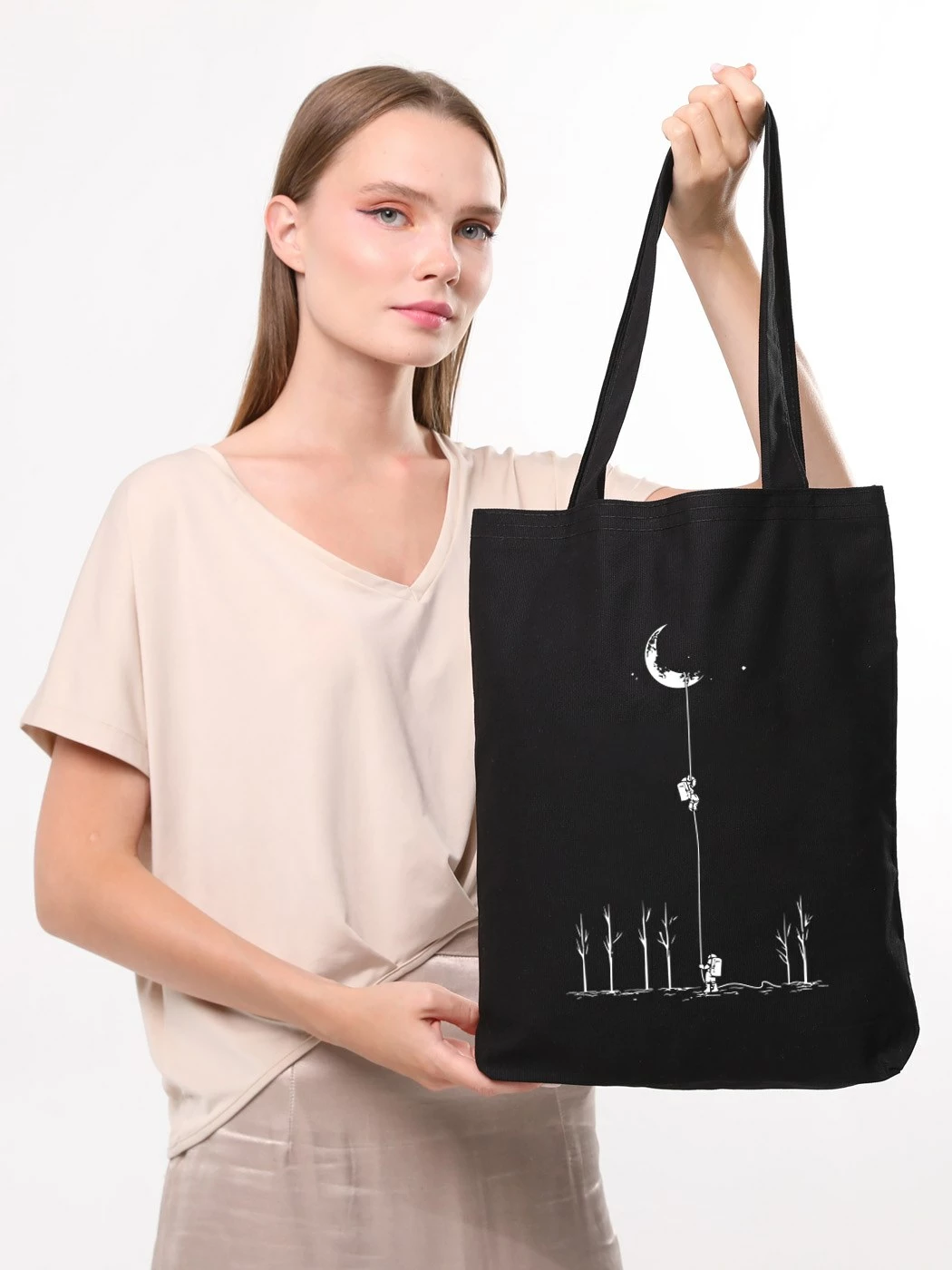 Qese tote Zoozie, e zezë, 35x40x8cm