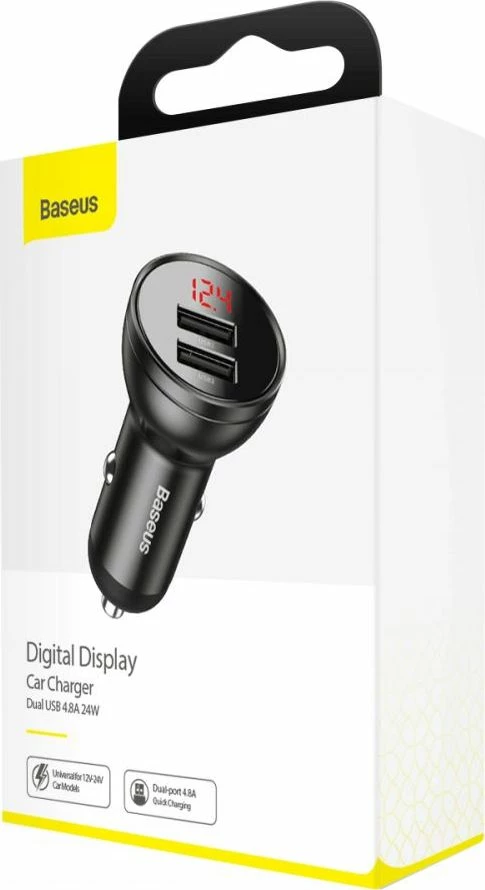Karikues veture Baseus Digital Display CCBX-0G 24 W 2x USB-A 4.8 A gri