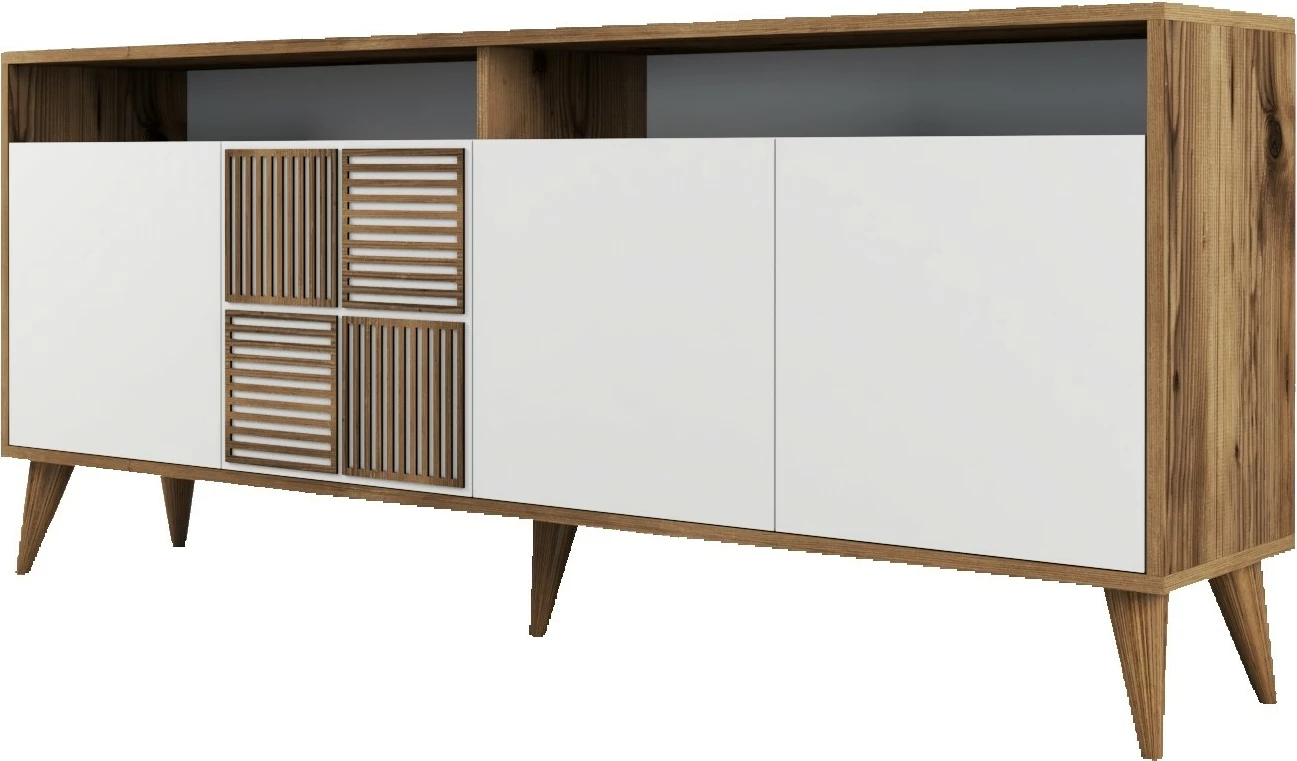 Set mobiljesh për dhomë dite, Skye Decor, Milan 522, ngjyrë arre dhe e bardhë