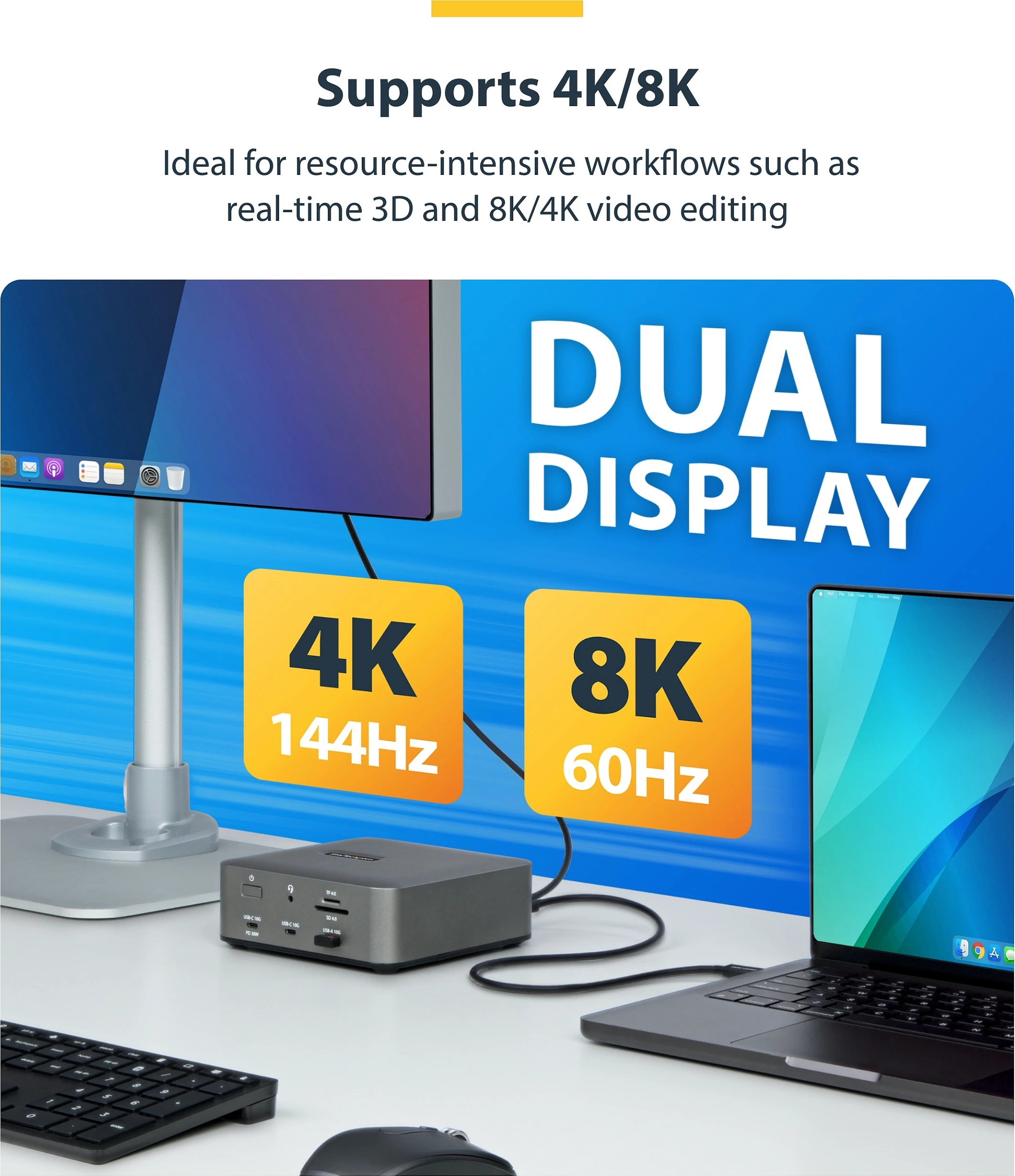 Kabllo Thunderbolt 5 StarTech, 1m, 80Gbps, USB-C, PD 240W, i zi