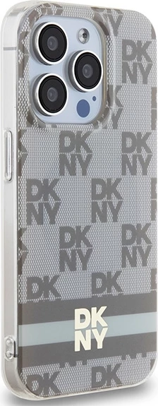 Mbështjellës DKNY IML Checkered Mono Pattern & Printed Stripes MagSafe për iPhone 14 Pro Max, bezhë