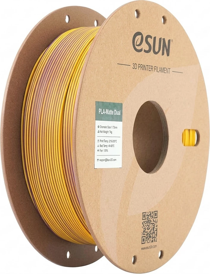 Filament 3D printeri eSun PLA Matte Dual 1.75mm 1kg, vjollcë/verdhë