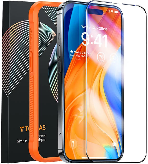 Xham i temperuar Torras InstaII Master për iPhone 15, me kornizë montimi