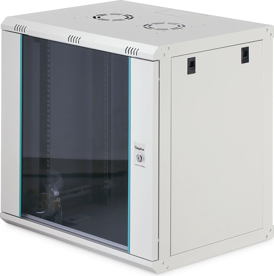 Kabinet rrjeti muror Digitus Dynamic-N 12U, 600x450 mm, derë xhami, gri e hapur