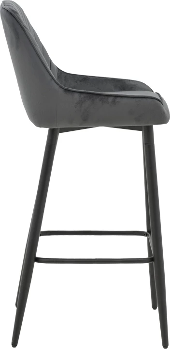 Karrige për bar Deppy, kadife antracit, metal i zi, 43x54x102cm, set prej 2 copash