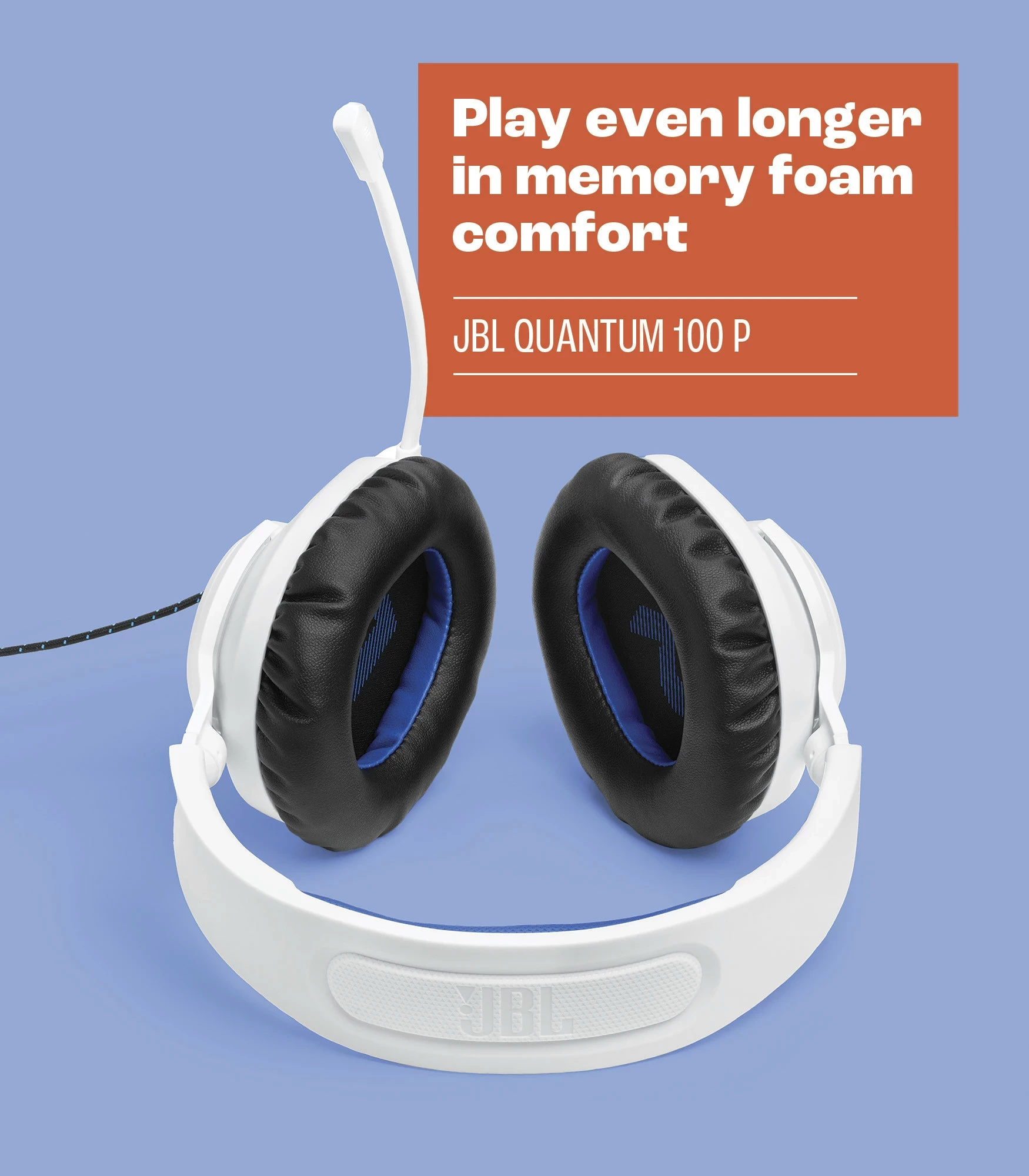 Kufje JBL Quantum 100P PS Edition, me mikrofon të çmontueshëm, over-ear, Bardhë/Kaltër