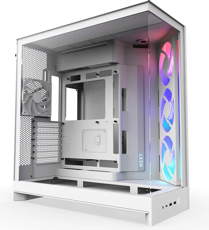 Kasë NZXT H9 Flow RGB, Midi Tower, ATX/E-ATX/micro ATX/Mini-ITX, xham i temperuar, e bardhë