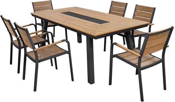 Set kopshti tavolinë & karrige FH5233.02, 7 pjesë, polywood/alumin