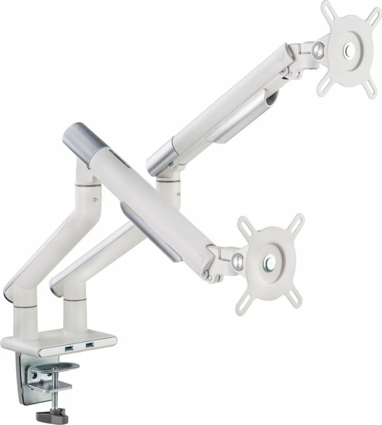 Mbajtëse monitori për tavolinë Art RAMM L-20GD, për 2 monitorë 17\"-32\", VESA 75x75/100x100, deri 9 kg, gas spring, e bardhë