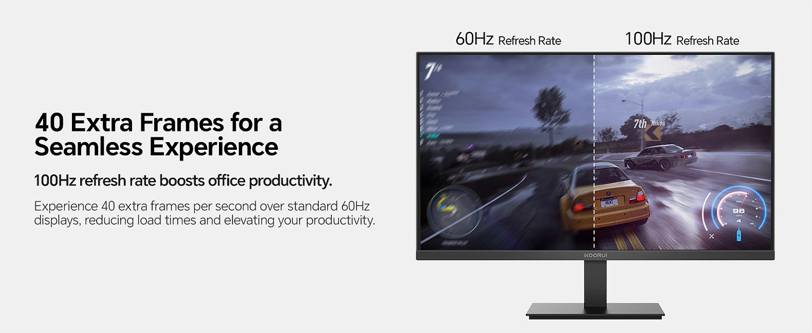 Monitor Koorui E2411F, 23.8 inç, Full HD, 100Hz, FreeSync Premium, i zi
