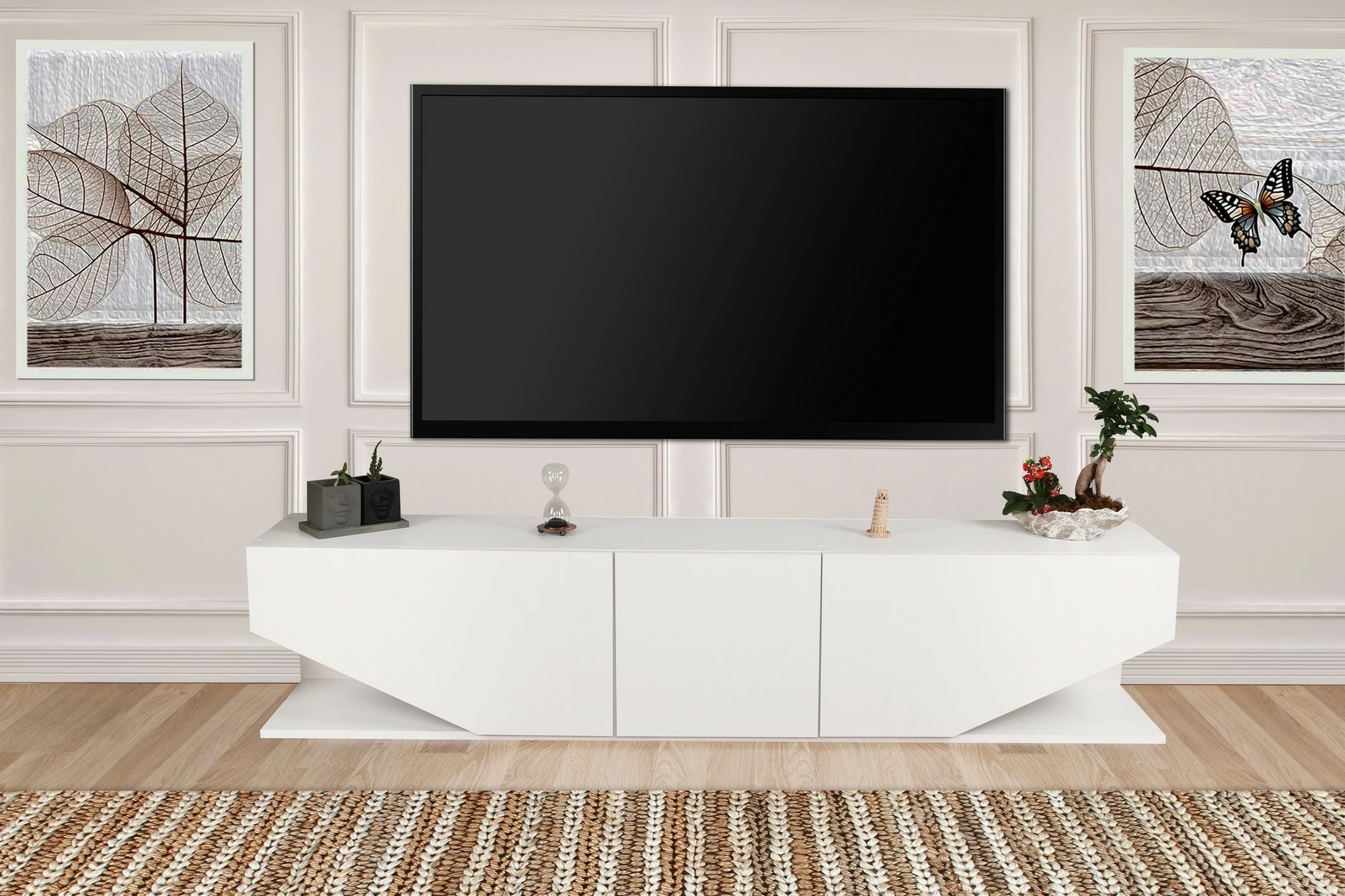 Komodë TV Hanah Home, Inci, e bardhë