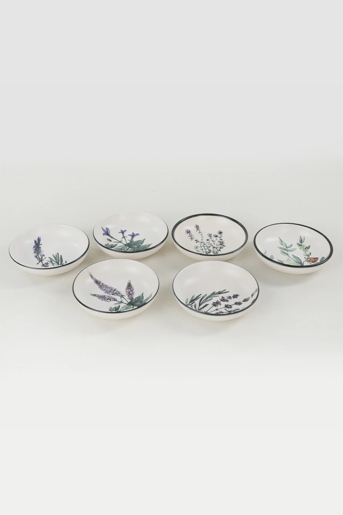 Set 6 copë tasë salce, qeramikë, Hermia Concept, të bardhë, jeshile, vjollcë, të zeza, ST489406F022AMD3600MAYD100