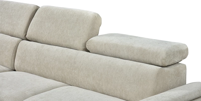 Këndare Dreamora me hapësirë për depo, kënd i djathtë, stof bezhë, 270x167x82cm