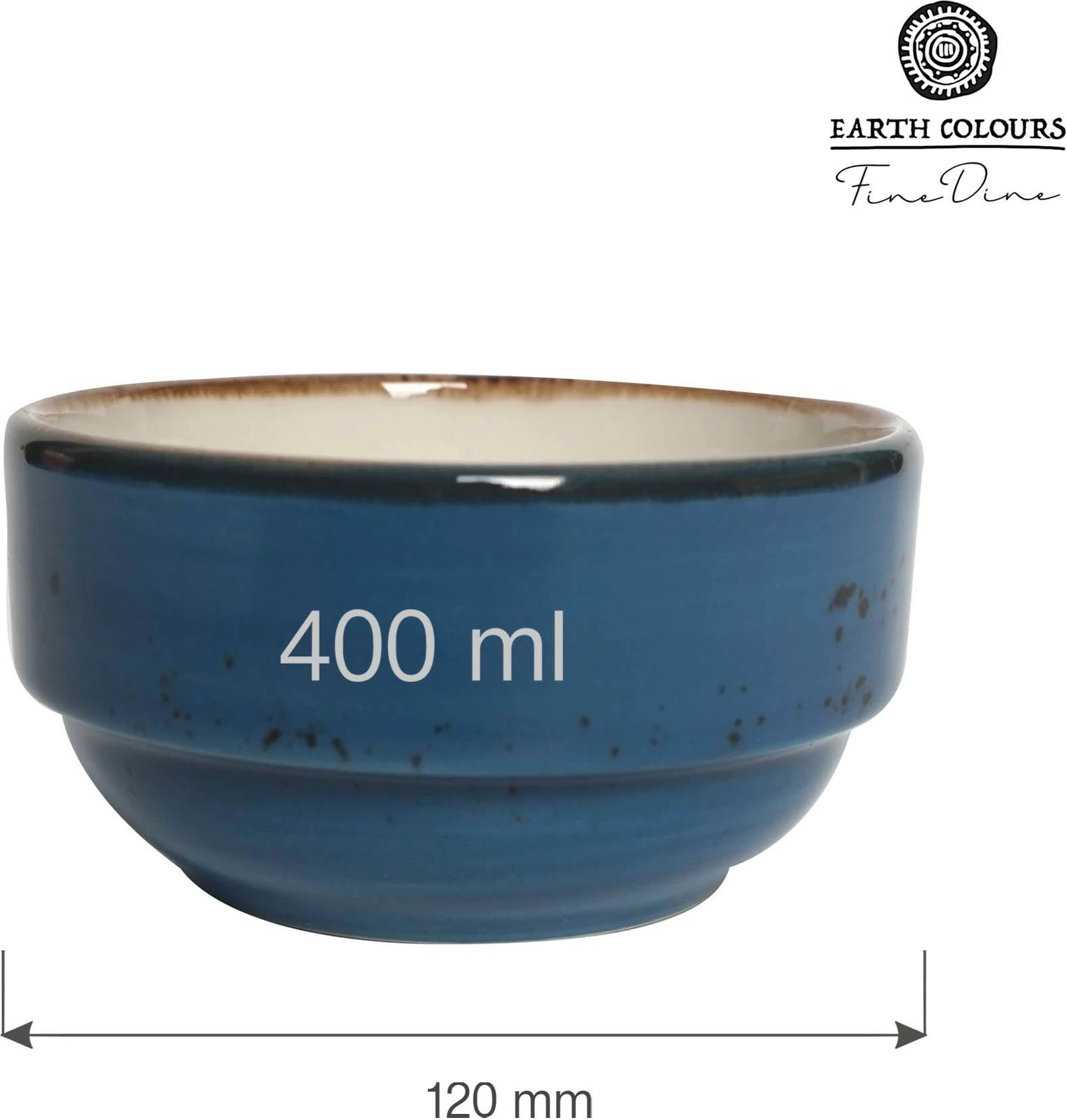 Tas porcelani Fine Dine Iris 120 mm 400 ml, kaltër, set 6 copë