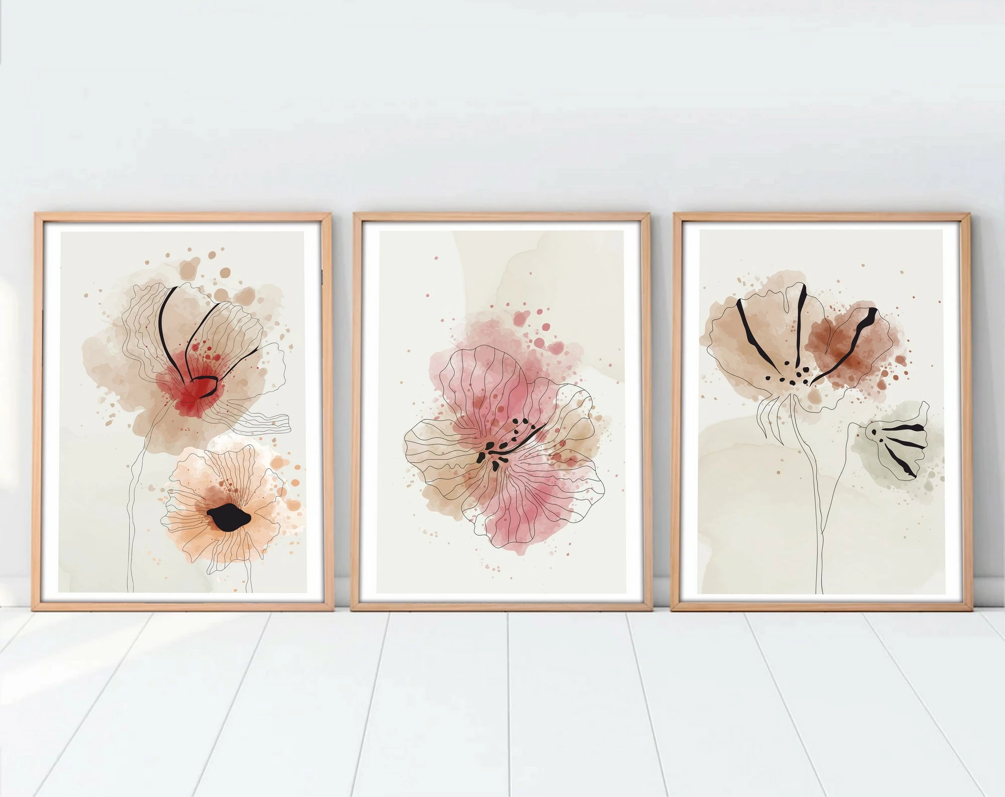 Pikturë dekorative me kornizë MDF (3 copë), Wallity, Huhu205, 20x30cm