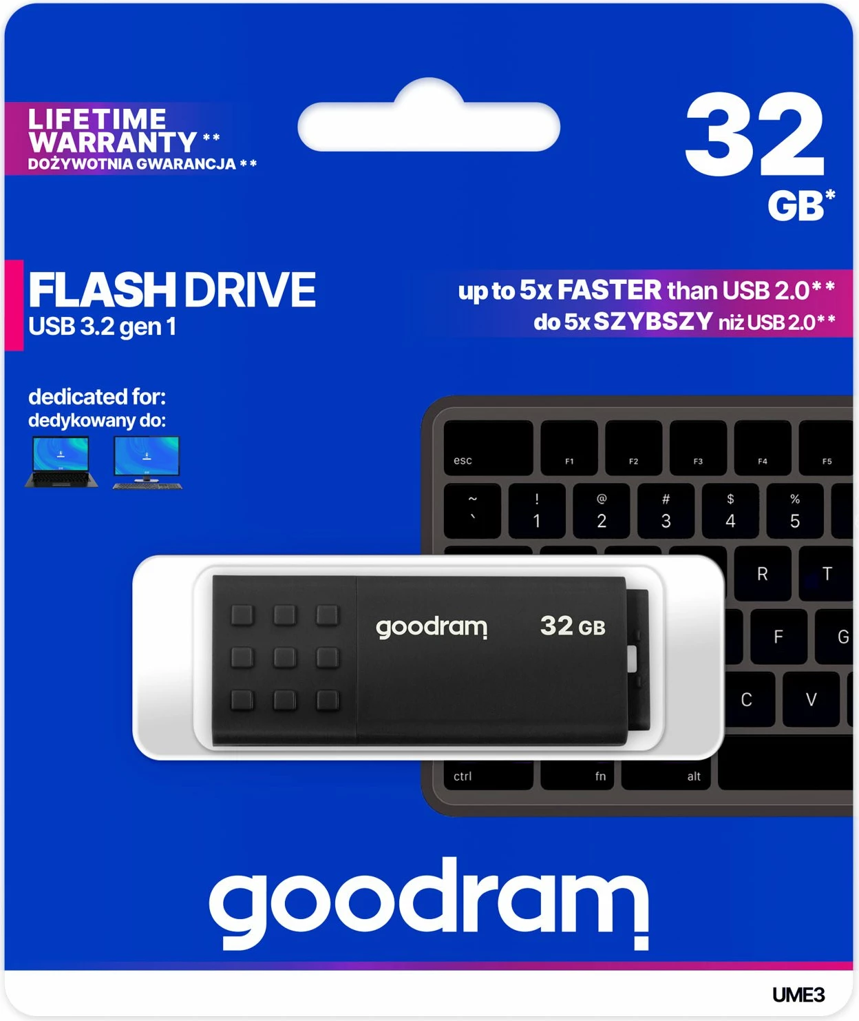 USB flash GoodRam UME3 32 GB USB 3.2 Gen 1 e zezë