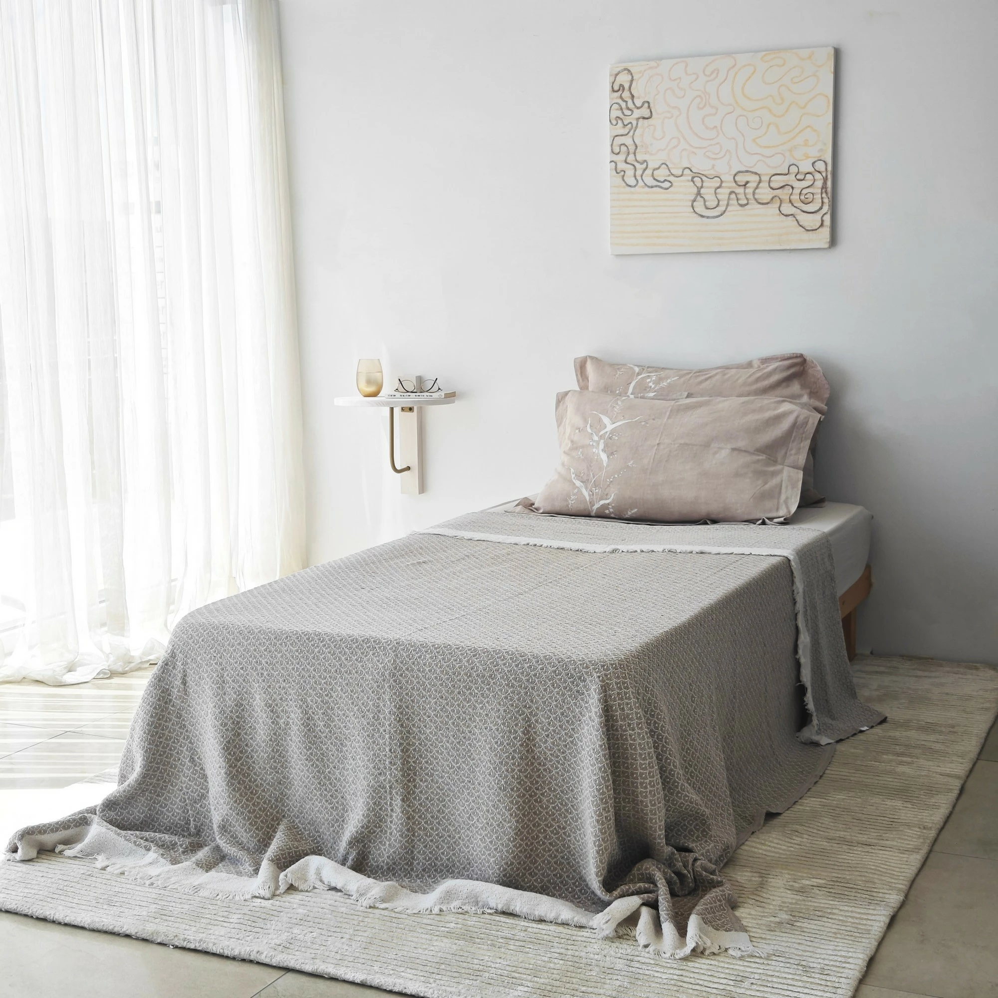 Raft muri Skye Decor, ngjyrë ari dhe e bardhë, 35x35cm