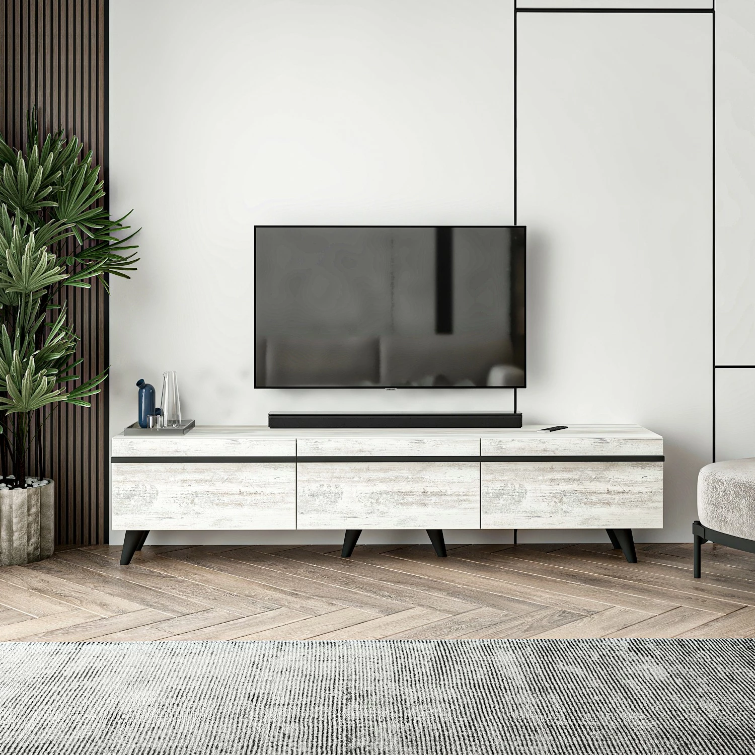Komodë TV Hanah Home, Amsterdam, ngjyrë kristali