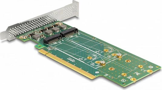 Kartë zgjerimi PCIe DeLOCK PCIe 4.0 x16 në 4x M.2 NVMe (Key M) 22110/2280/2260, low-profile, metalike