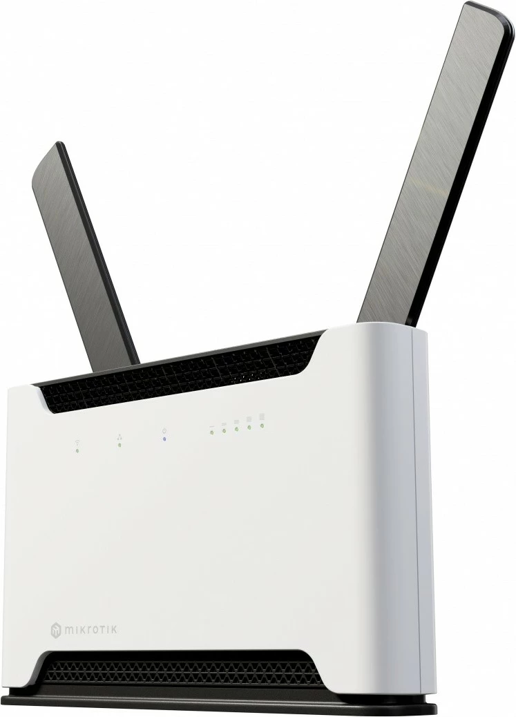 Router MikroTik Chateau 5G ax R17 S53UG+5HaxD2HaxD-TC&RG650E-EU, Wi‑Fi 6 dual‑band 2.4/5 GHz, modem 5G Release 17, 2.5G LAN + 4x Gigabit, 6 antena, eSIM/microSIM, bardh e zi