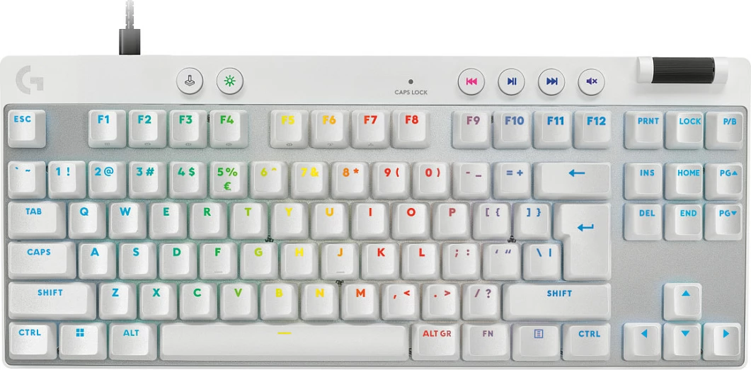 Tastierë Logitech PRO X TKL RAPID, RGB, e bardhë (US)