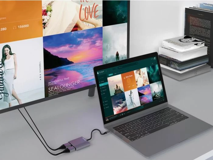 Stacion dokimi USB-C SANDBERG 136-44, 2x HDMI, USB-A, USB-C PD 100W, 4K/30Hz, alumin i zi/gry