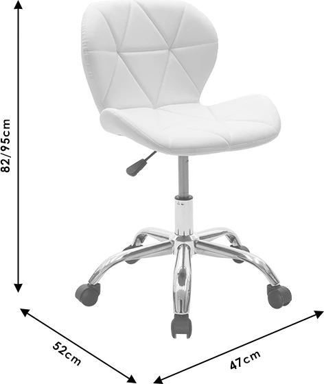 Karrige zyre Frea II, lëkurë sintetike e bardhë, 47x52x82-95 cm